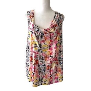 Ivanka Trump 1X blouse sleeveless pink blue yellow black colorful